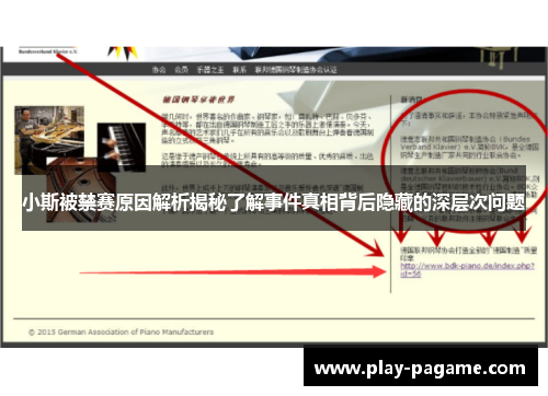 小斯被禁赛原因解析揭秘了解事件真相背后隐藏的深层次问题 小斯被禁赛原因解析揭秘了解事件真相背后隐藏的深层次问题
